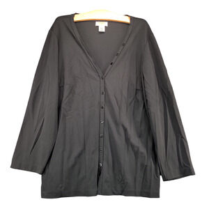 Talbots Women's Button Up Shirt Black Size XL Long Sleeve Rayon Blend Casual